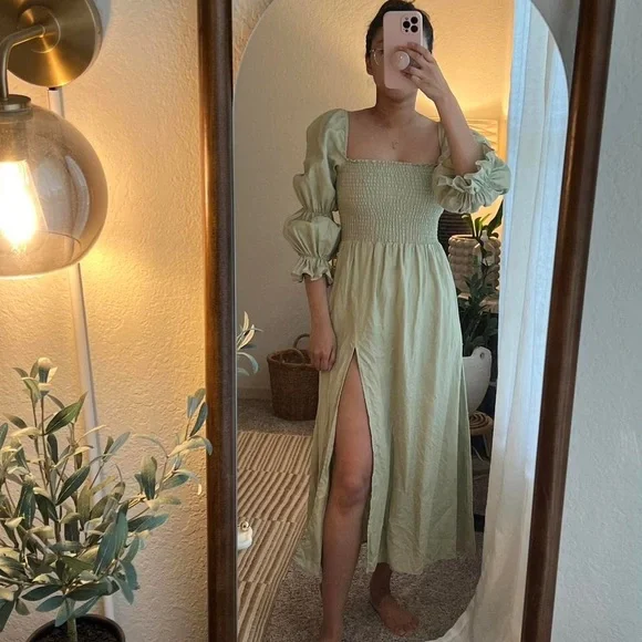 REFORMATION Hyland Linen Dress in Dried Herbs | Size M | Sold Out Blogger Fav! - Picture 5 of 5